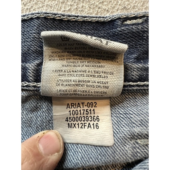 Ariat Jeans Mens 36x38 Blue Denim Straight Leg Light Wash Western YKK 10017511 - Picture 4 of 16